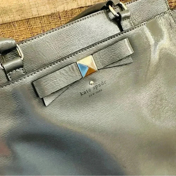 Kate Spade New York Patent Leather Gray Bow Tote - Picture 5 of 11